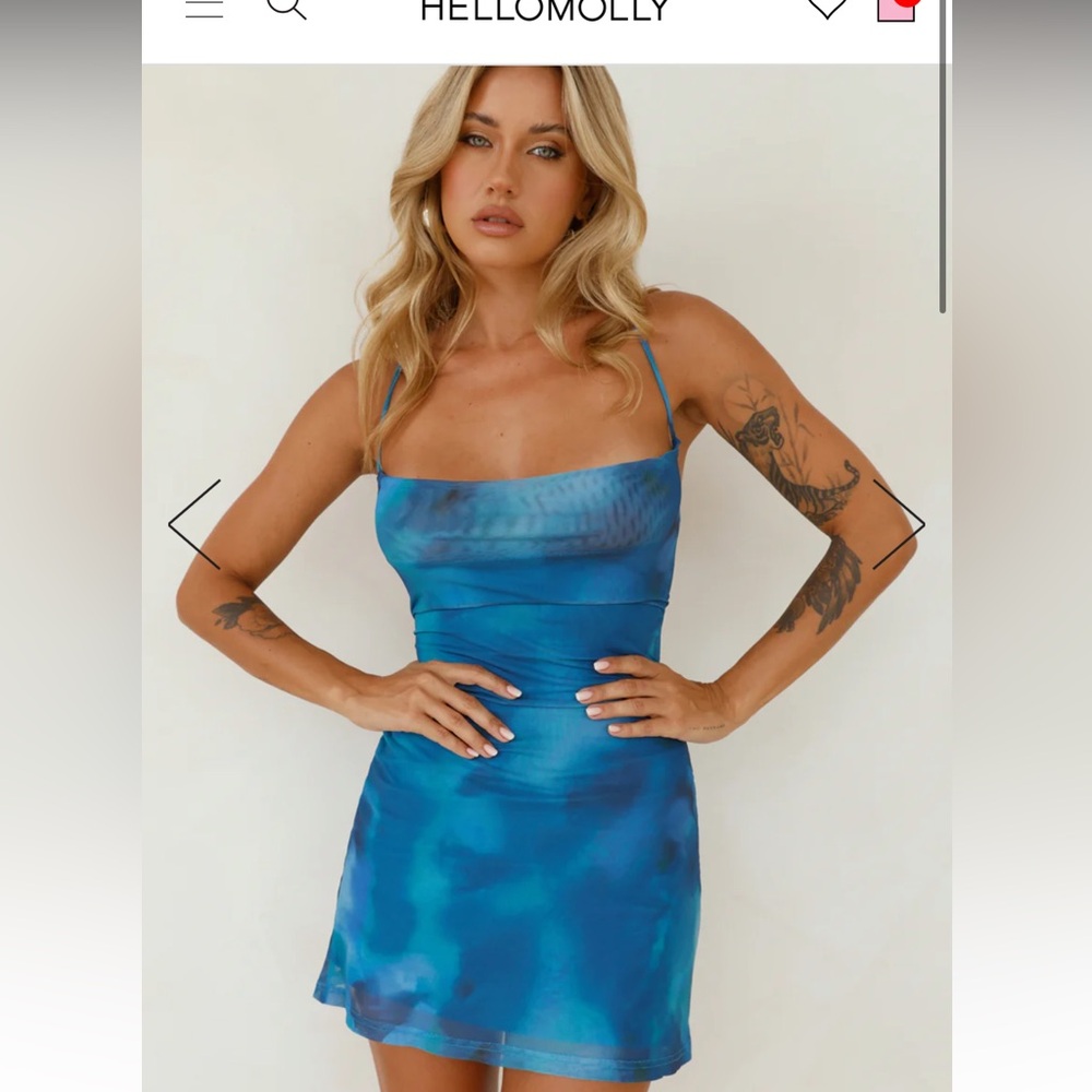 Hello Molly Blue Sleeveless Square Neck Mini Dress